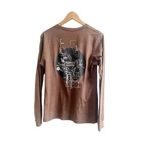 Mammoth Mountain Longsleeve Women Size M Map Logo Design Wool Blend Crew Brown